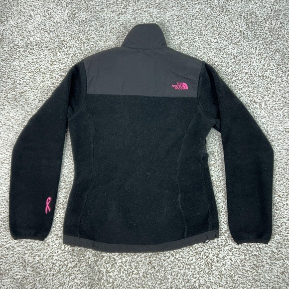 North Face Jacket Womens Small Black Fleece Pink Logo Denali Breast Cancer Gorp - Picture 8 of 11